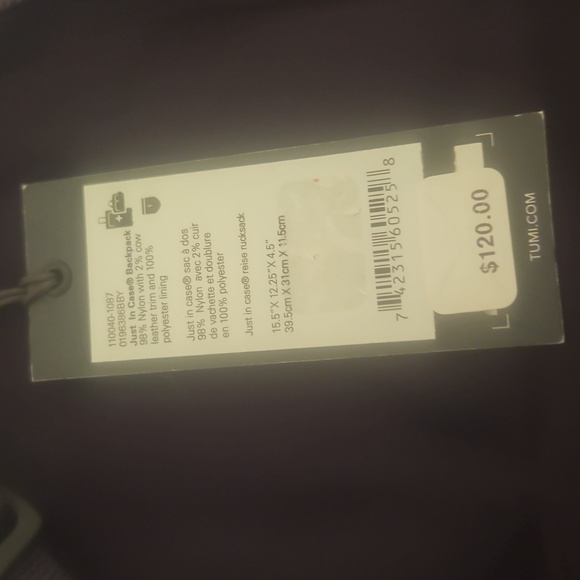 Eggplant Tumi Just In Case Backpack - Picture 3 of 6